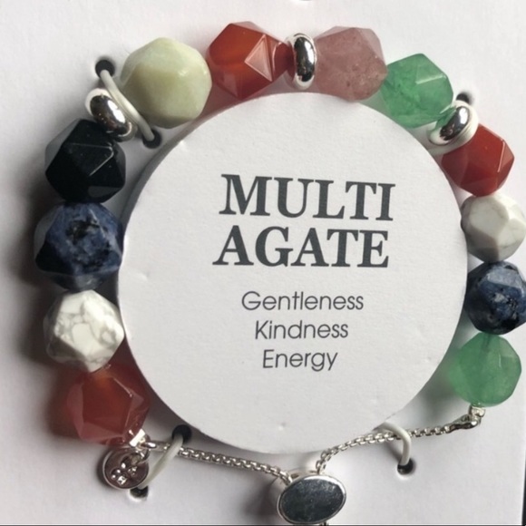 🍎🍏Genuine Agate Silver Boho Bracelet - Picture 3 of 6
